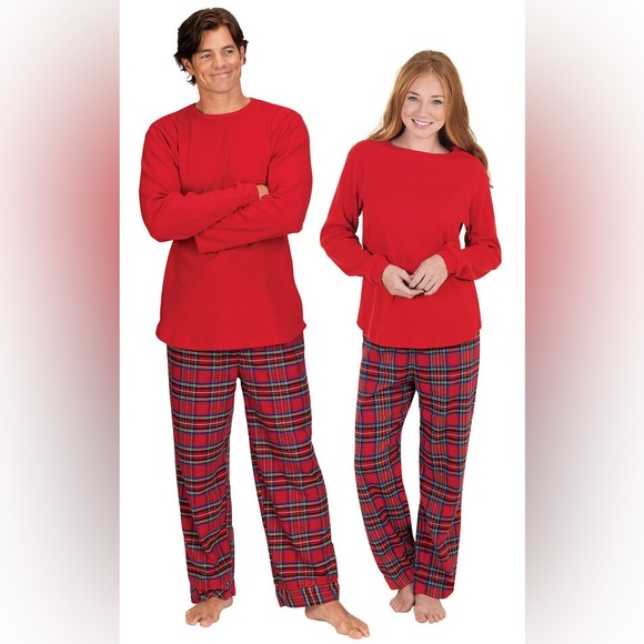 Natalie Pajama grams red long sleeve thermal and plaid pants - Picture 1 of 6